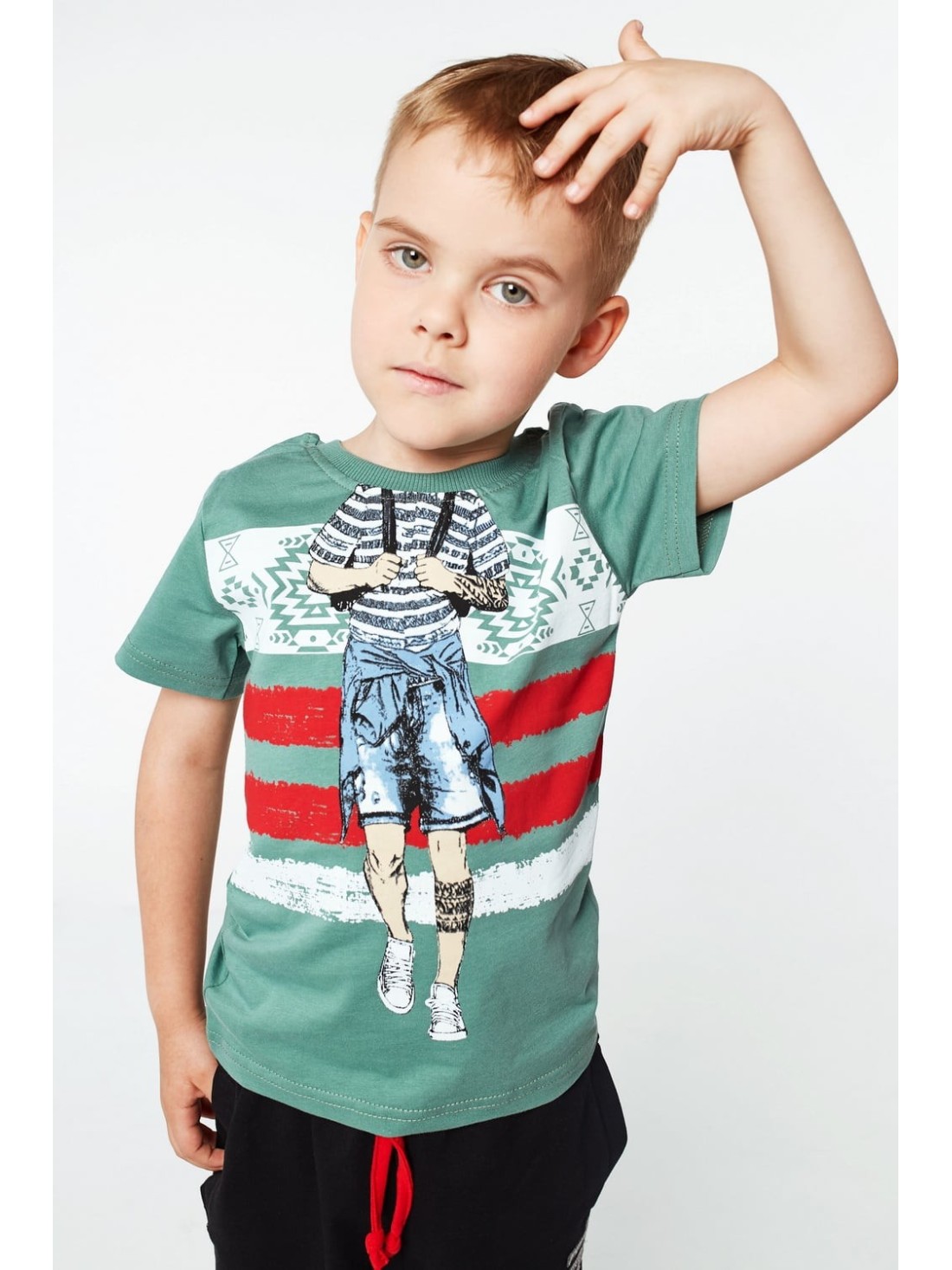 Boy\'s T-shirt with print, green NDZ4461 - Online store - Boutique